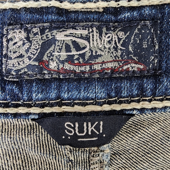 Silver Jeans Suki Mid Rise Slim Bootcut Dark Wash Size 36W/33L Rodeo Festival - Picture 3 of 16